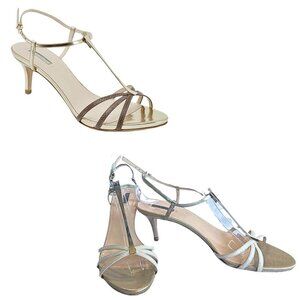 Comfy GIORGIO ARMANI Soft Gold Leather Brass T-Strap Kitten Sandals Size 40/8.5